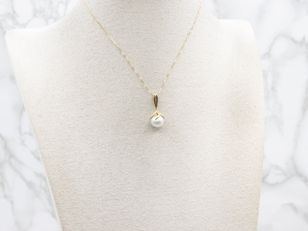 Botanical Gold and Pearl Pendant