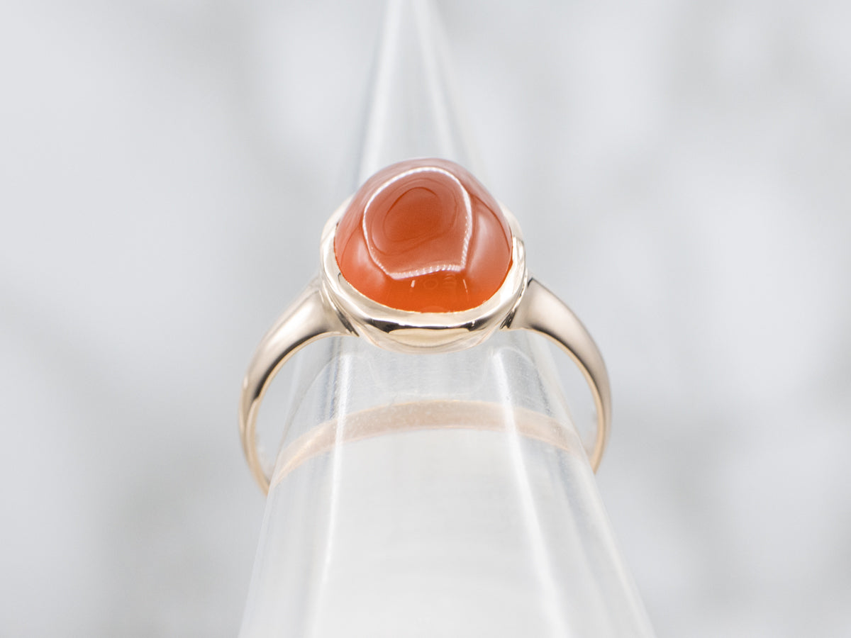 Vintage Gold Bezel-Set Carnelian Solitaire Ring