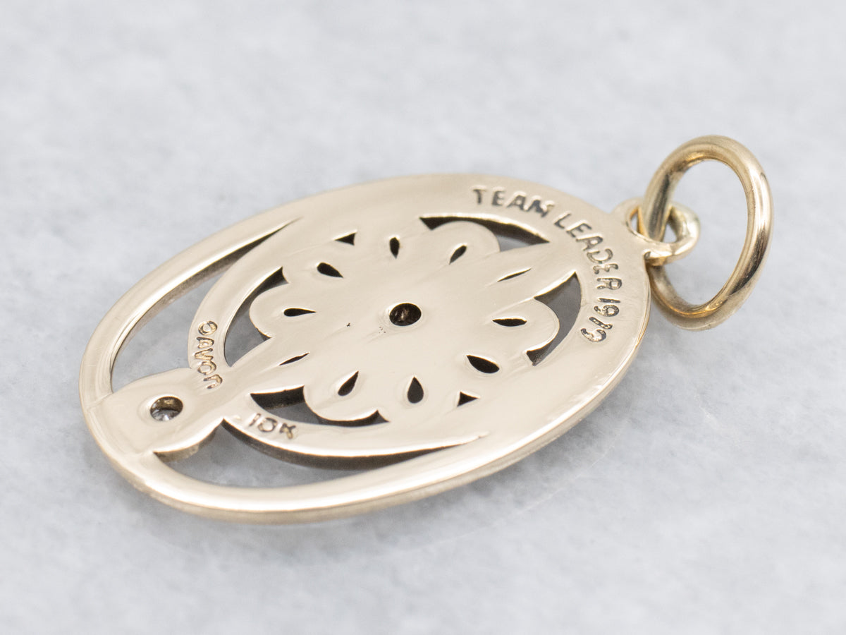 Vintage Gold and Diamond "Team Leader 1979" Avon Pendant