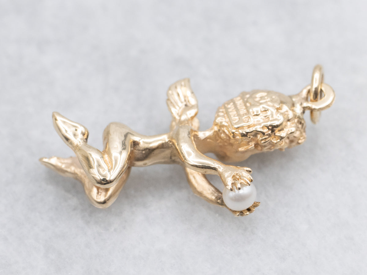 Marvin Hime Sapphire and Pearl Cherub Old Hollywood Pendant