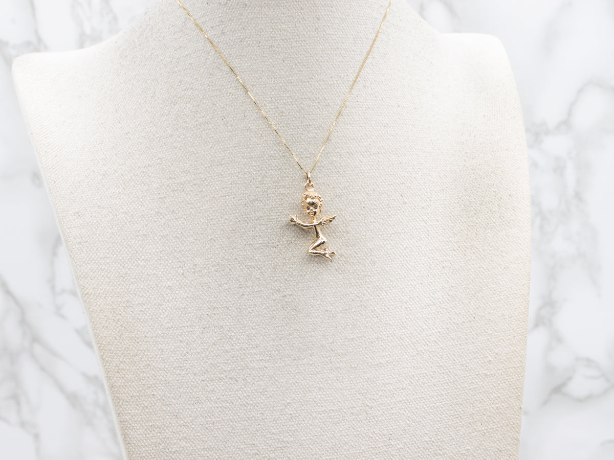 Marvin Hime Sapphire and Pearl Cherub Old Hollywood Pendant