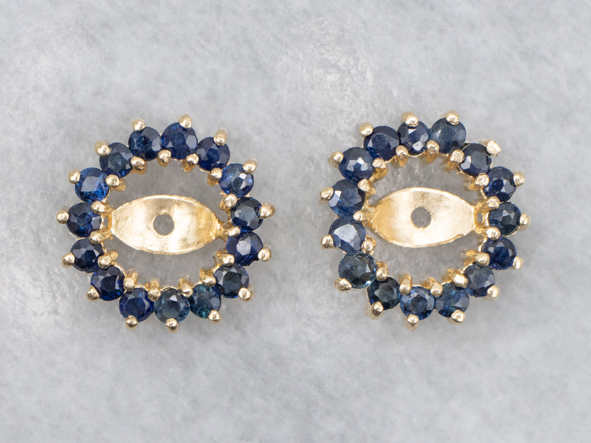 Sapphire Halo Gold Earring Jackets
