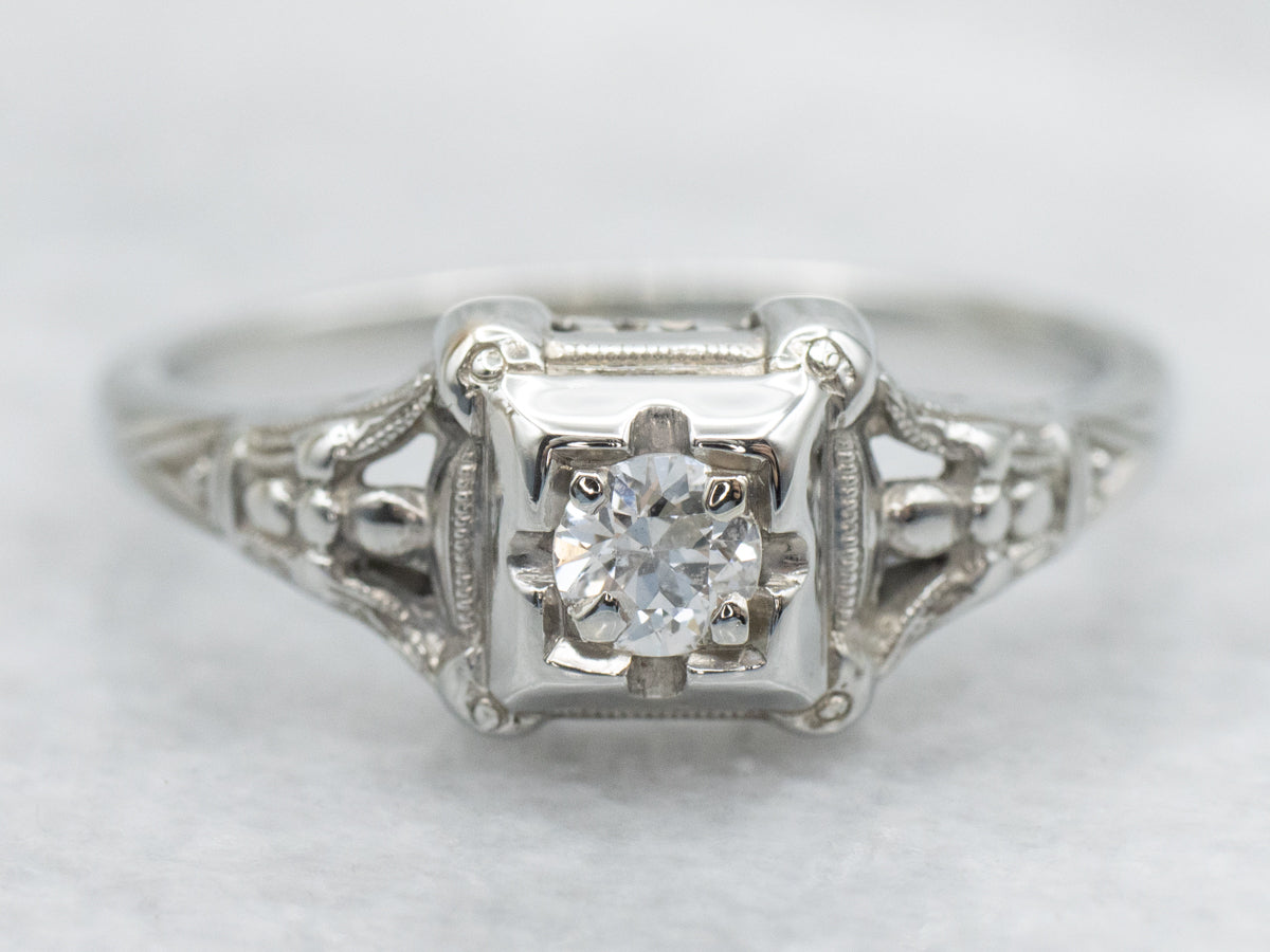 1930s Late Deco Diamond Solitaire Engagement Ring