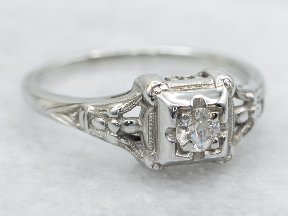 1930s Late Deco Diamond Solitaire Engagement Ring
