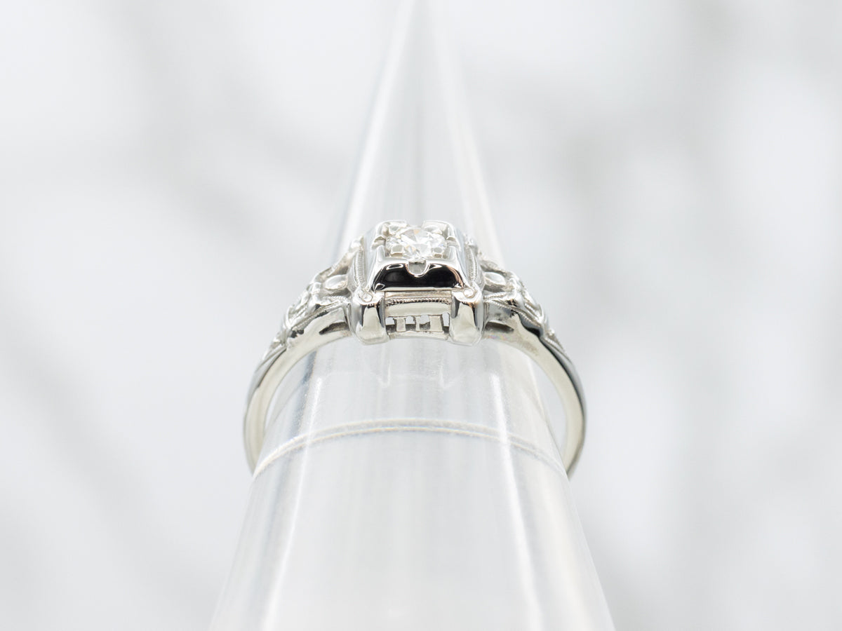 1930s Late Deco Diamond Solitaire Engagement Ring