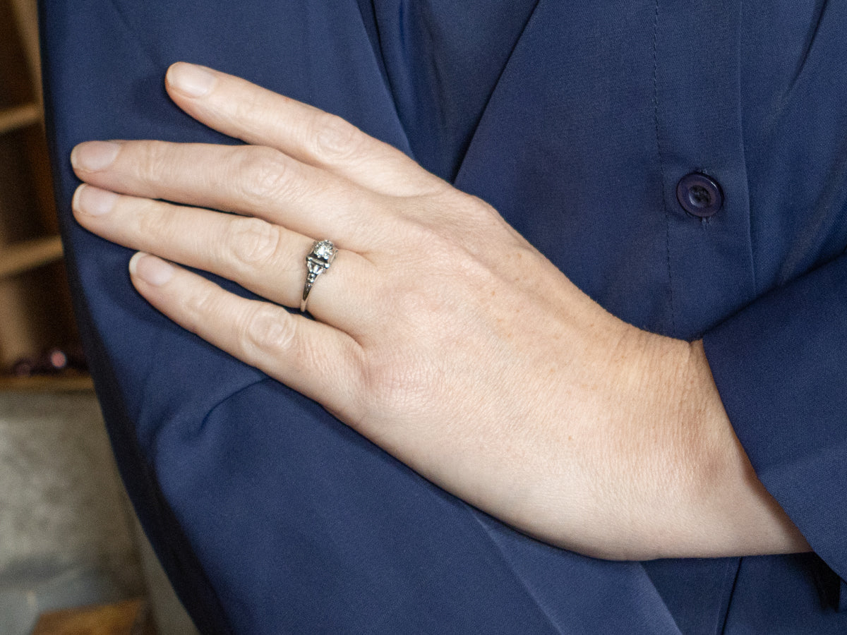 1930s Late Deco Diamond Solitaire Engagement Ring