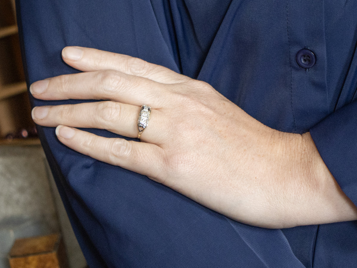 Early Retro Era Three Stone Diamond Ring