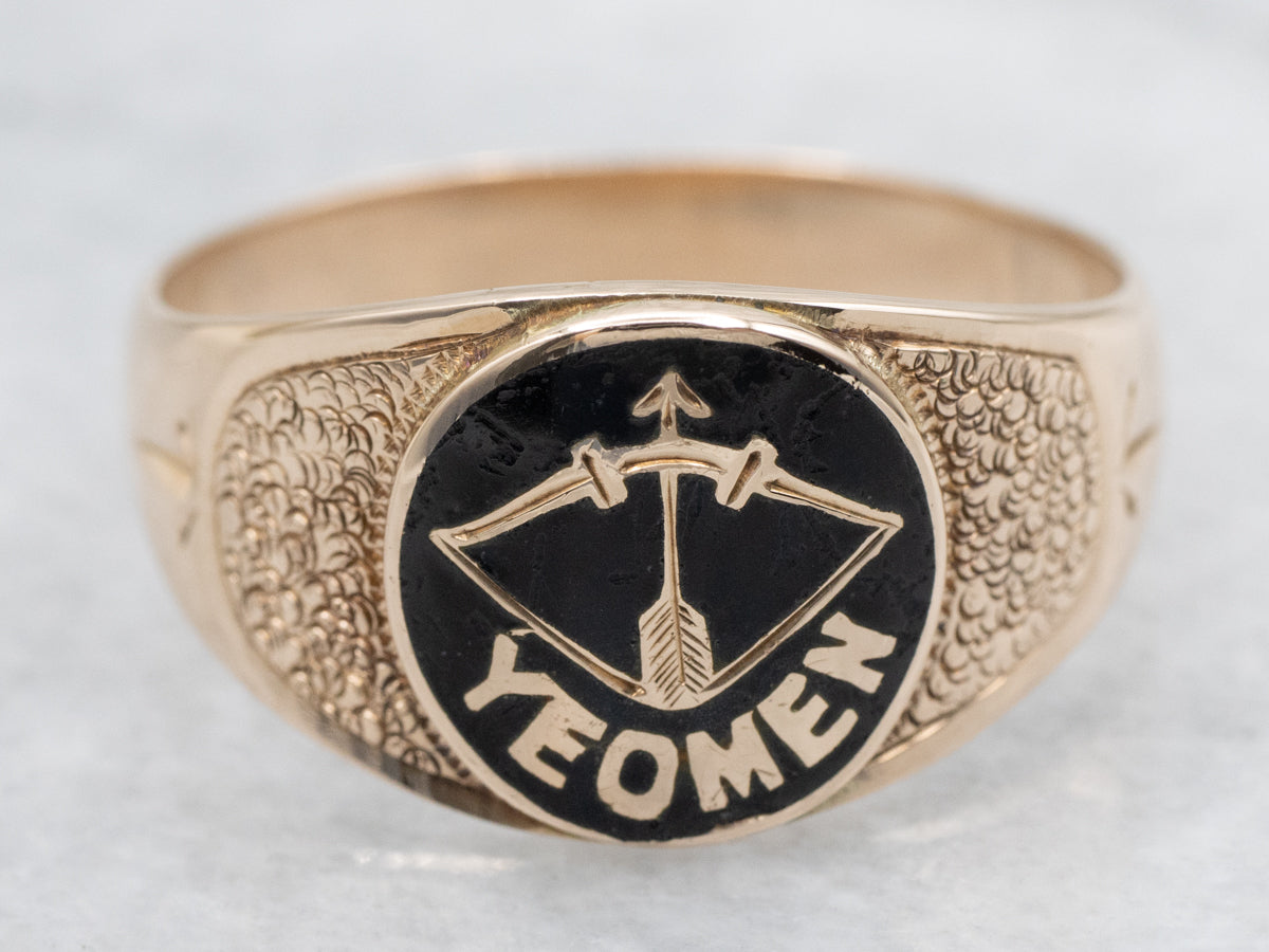 Antique Enamel and Gold Brotherhood of American Yeomen Ring