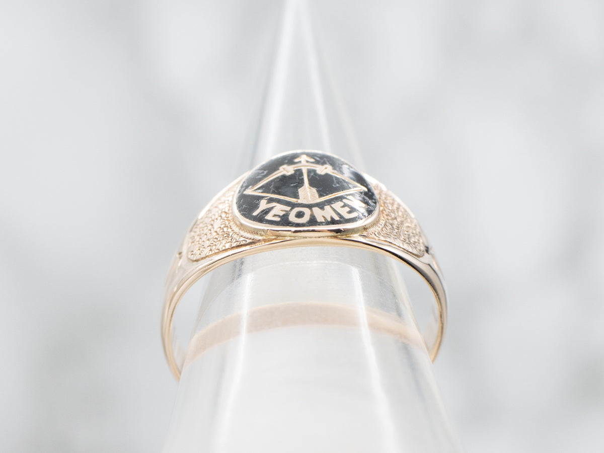 Antique Enamel and Gold Brotherhood of American Yeomen Ring