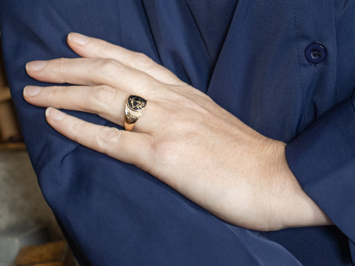 Antique Enamel and Gold Brotherhood of American Yeomen Ring