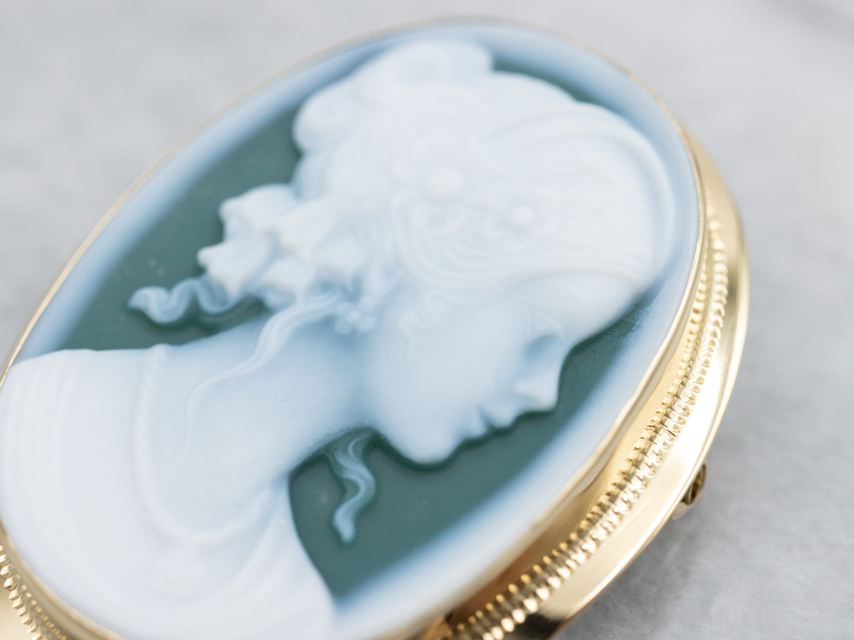 Modern Carved Cameo Brooch or Pendant