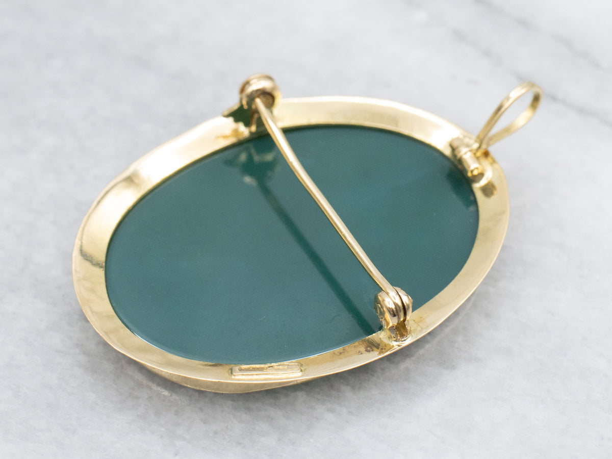 Modern Carved Cameo Brooch or Pendant
