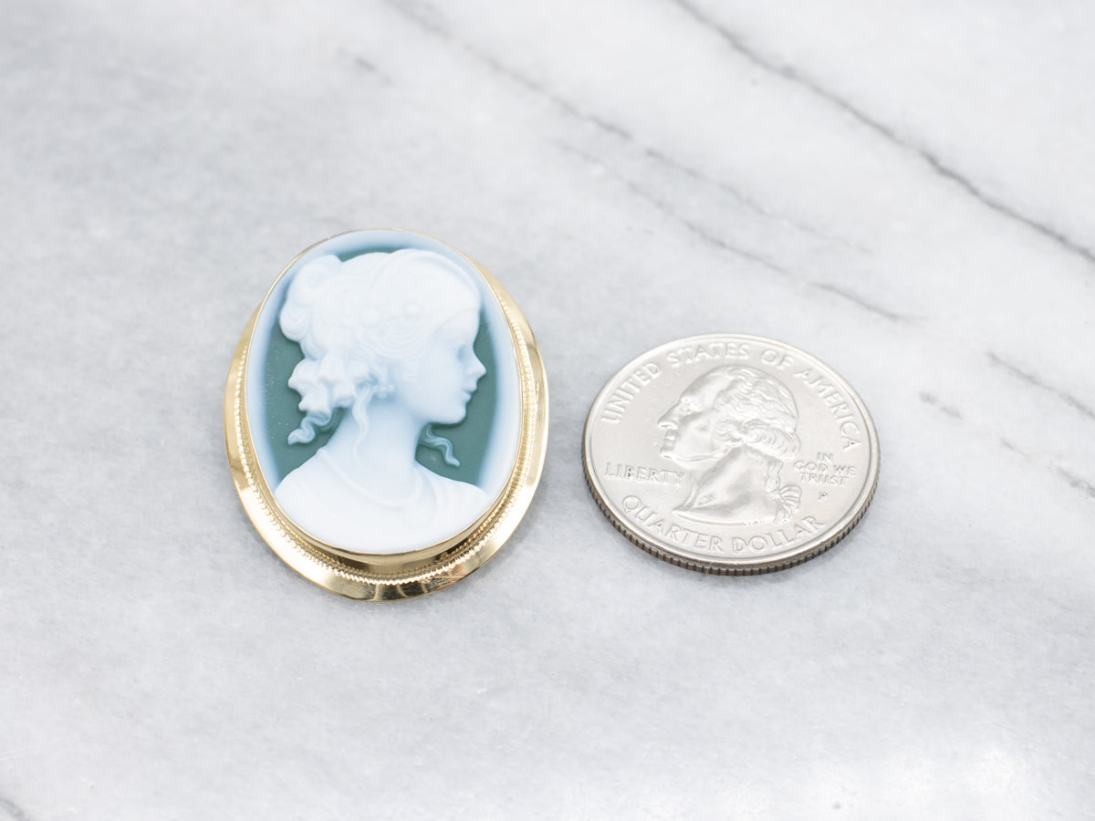Modern Carved Cameo Brooch or Pendant