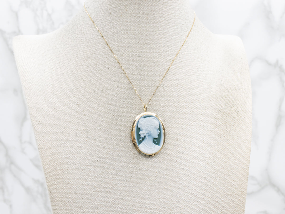 Modern Carved Cameo Brooch or Pendant