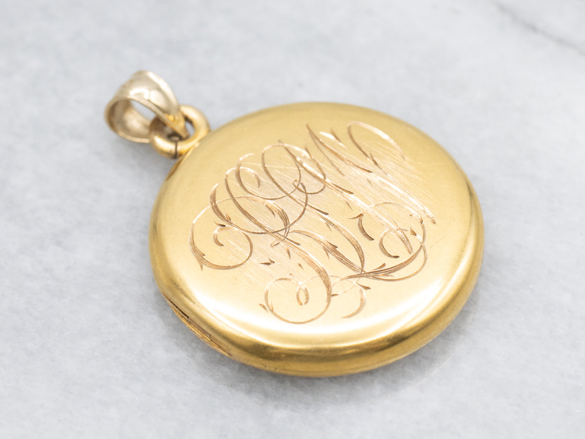 Antique Bloomed Gold "RLM" Monogrammed Locket