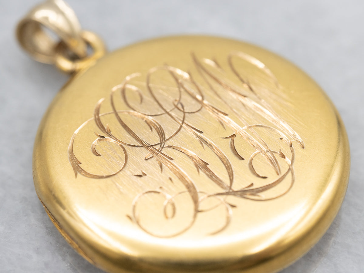 Antique Bloomed Gold "RLM" Monogrammed Locket