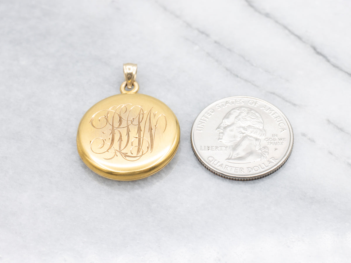 Antique Bloomed Gold "RLM" Monogrammed Locket