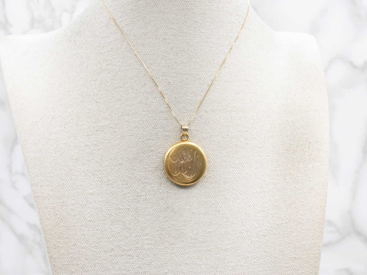 Antique Bloomed Gold "RLM" Monogrammed Locket