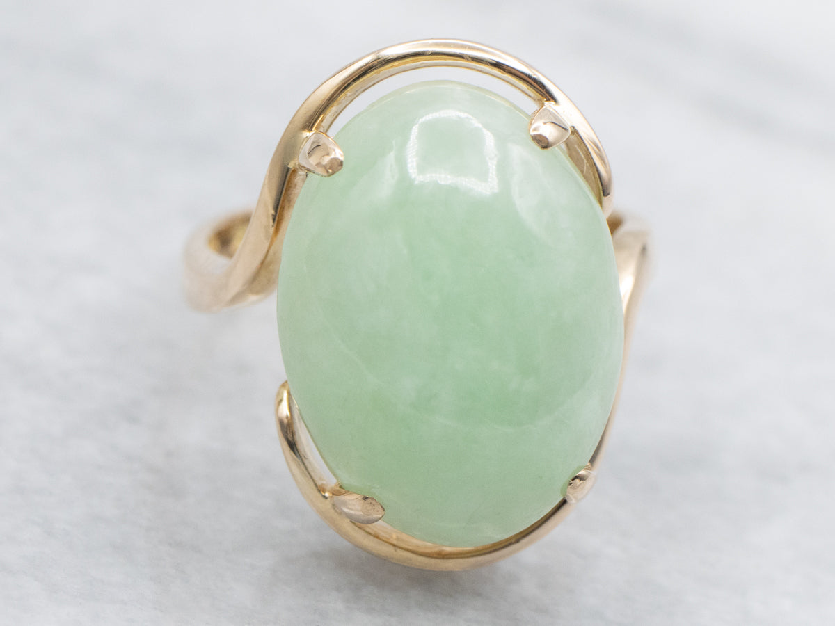 Vintage Oval Cut Jadeite Bypass Ring