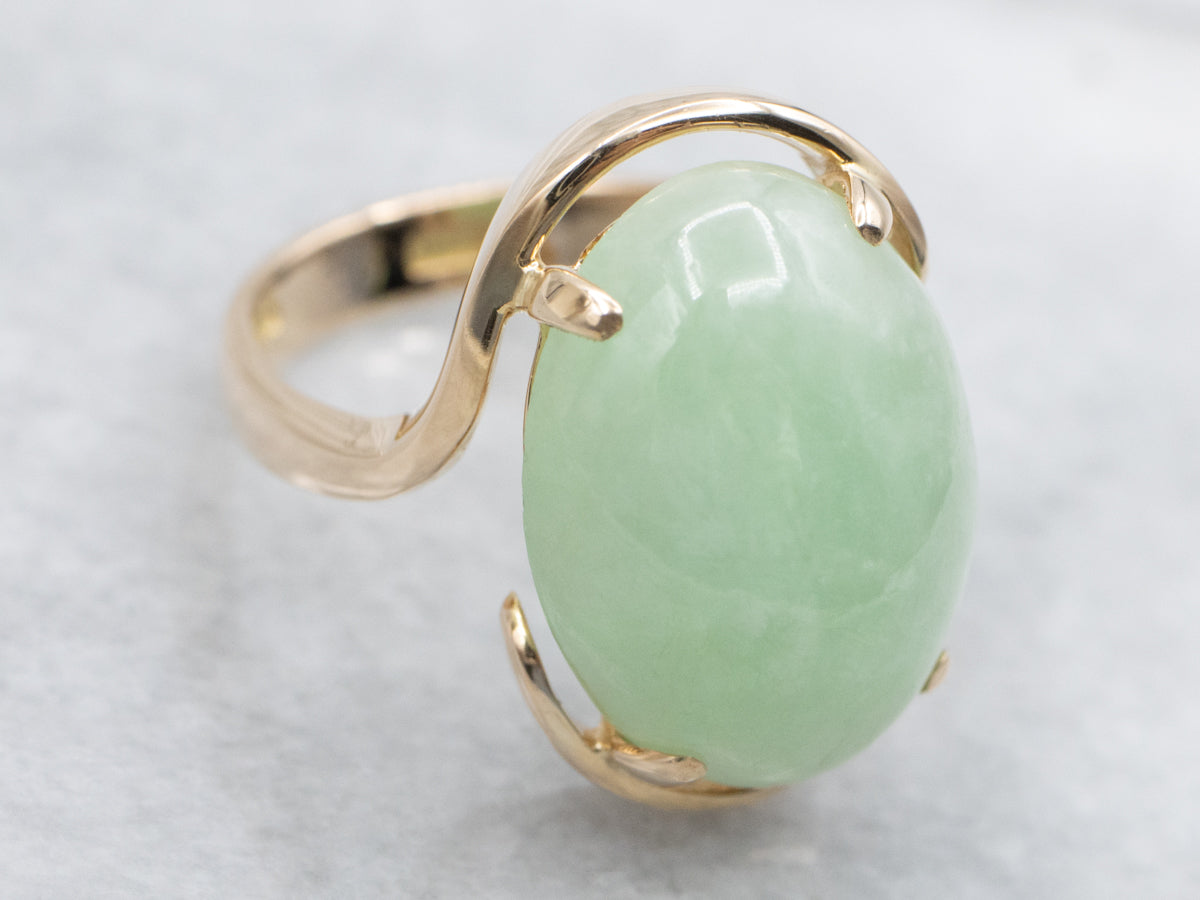 Vintage Oval Cut Jadeite Bypass Ring