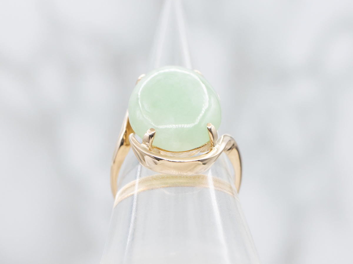 Vintage Oval Cut Jadeite Bypass Ring