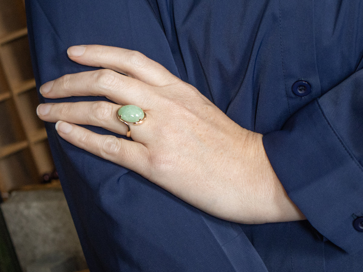 Vintage Oval Cut Jadeite Bypass Ring