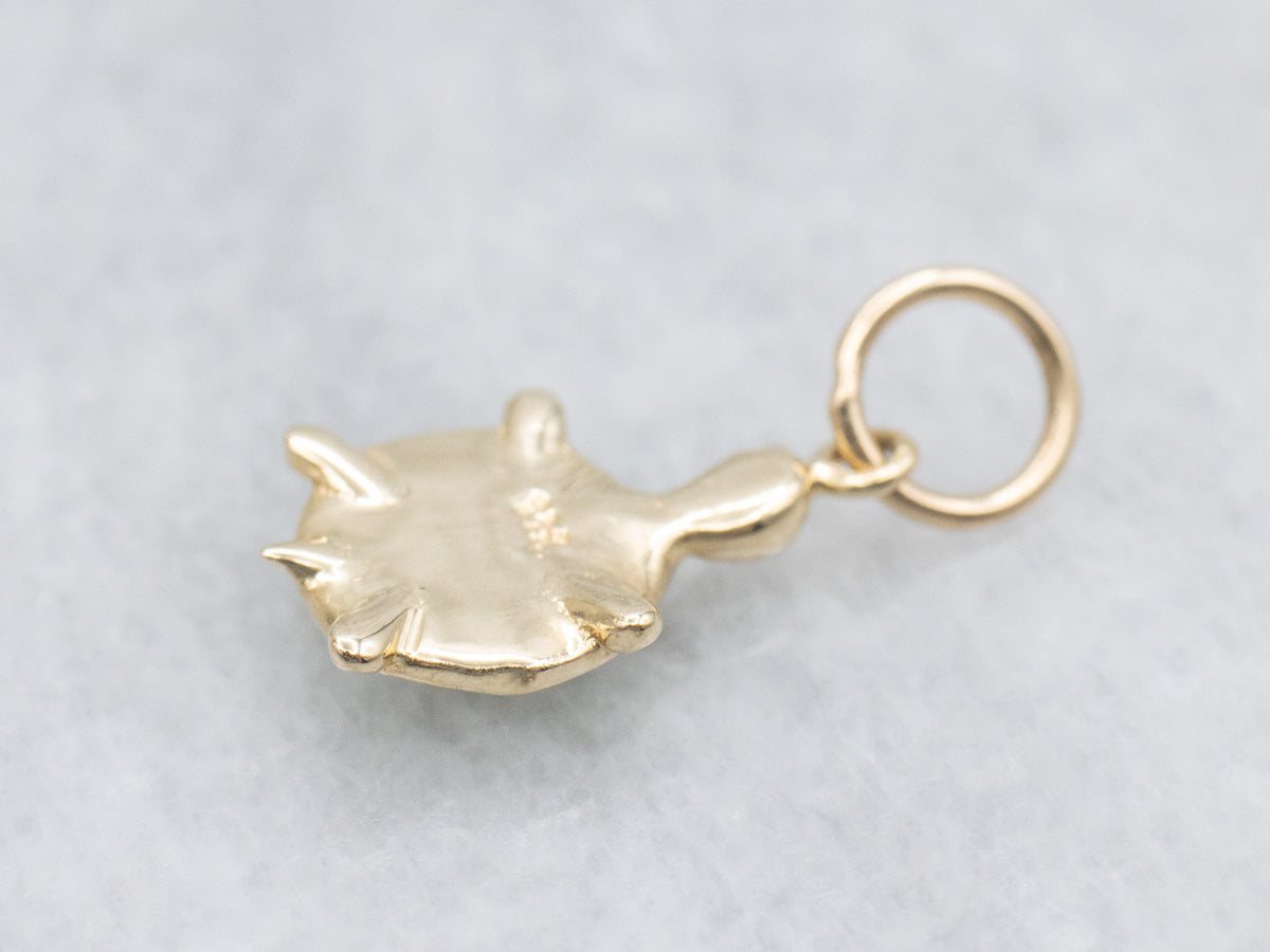 Sweet Gold Green Enamel Turtle Charm