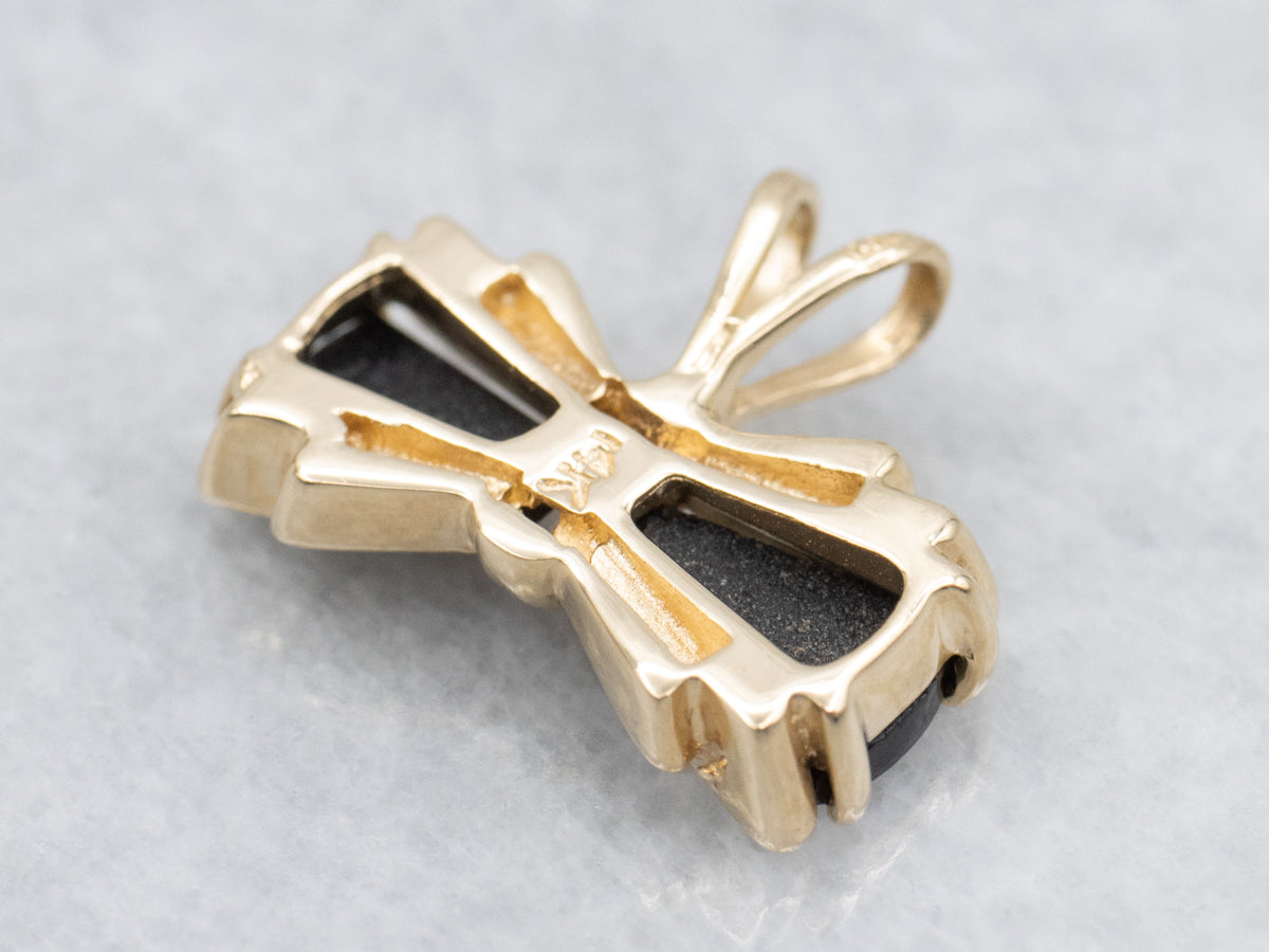 Vintage Sardonyx and Diamond Bow Pendant