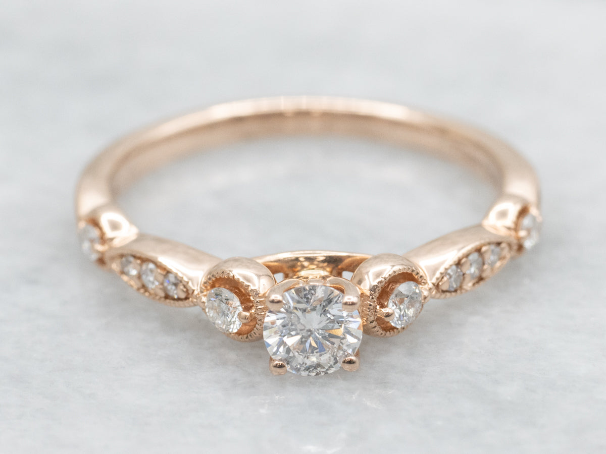 Modern Rose Gold Diamond Engagement Ring