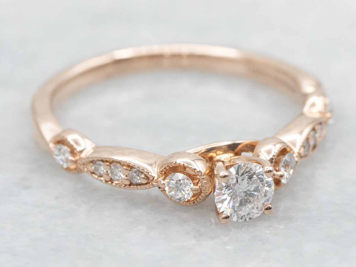 Modern Rose Gold Diamond Engagement Ring