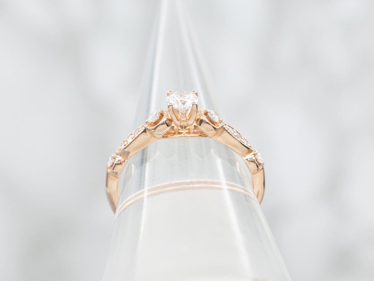 Modern Rose Gold Diamond Engagement Ring