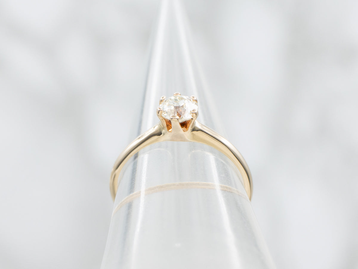 Old Mine Cut Diamond Solitaire Engagement Ring