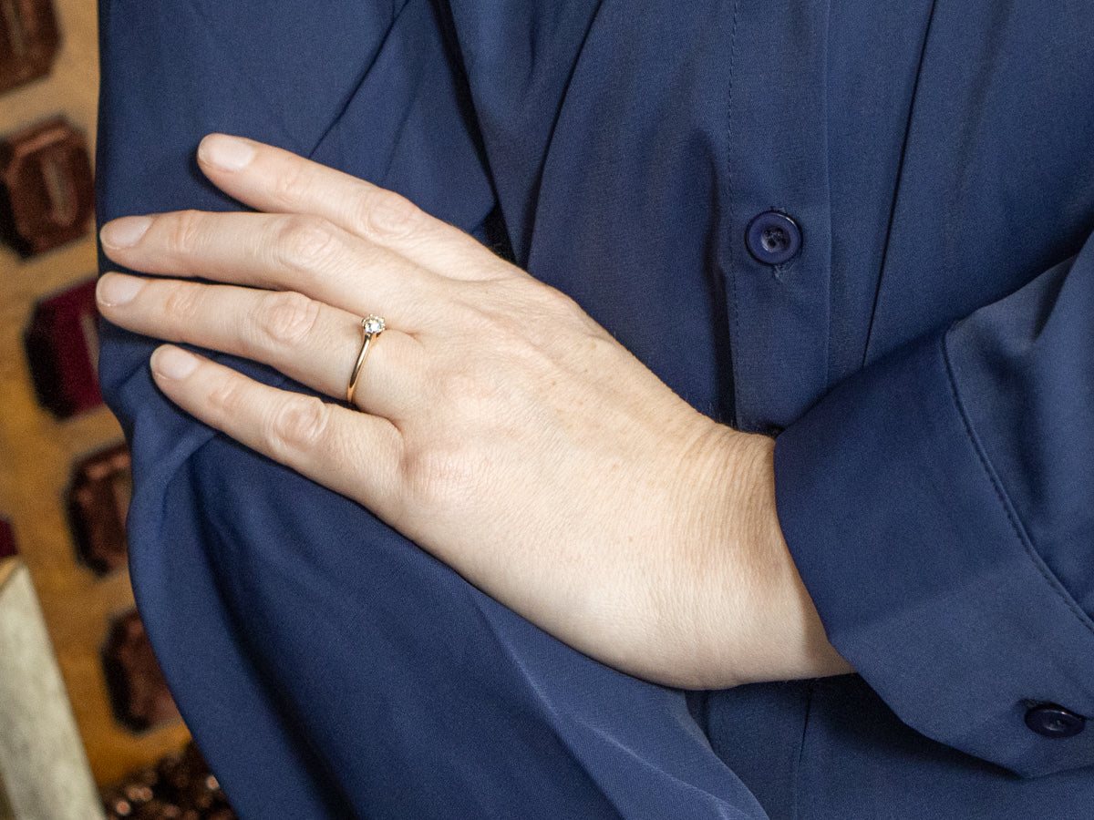 Old Mine Cut Diamond Solitaire Engagement Ring