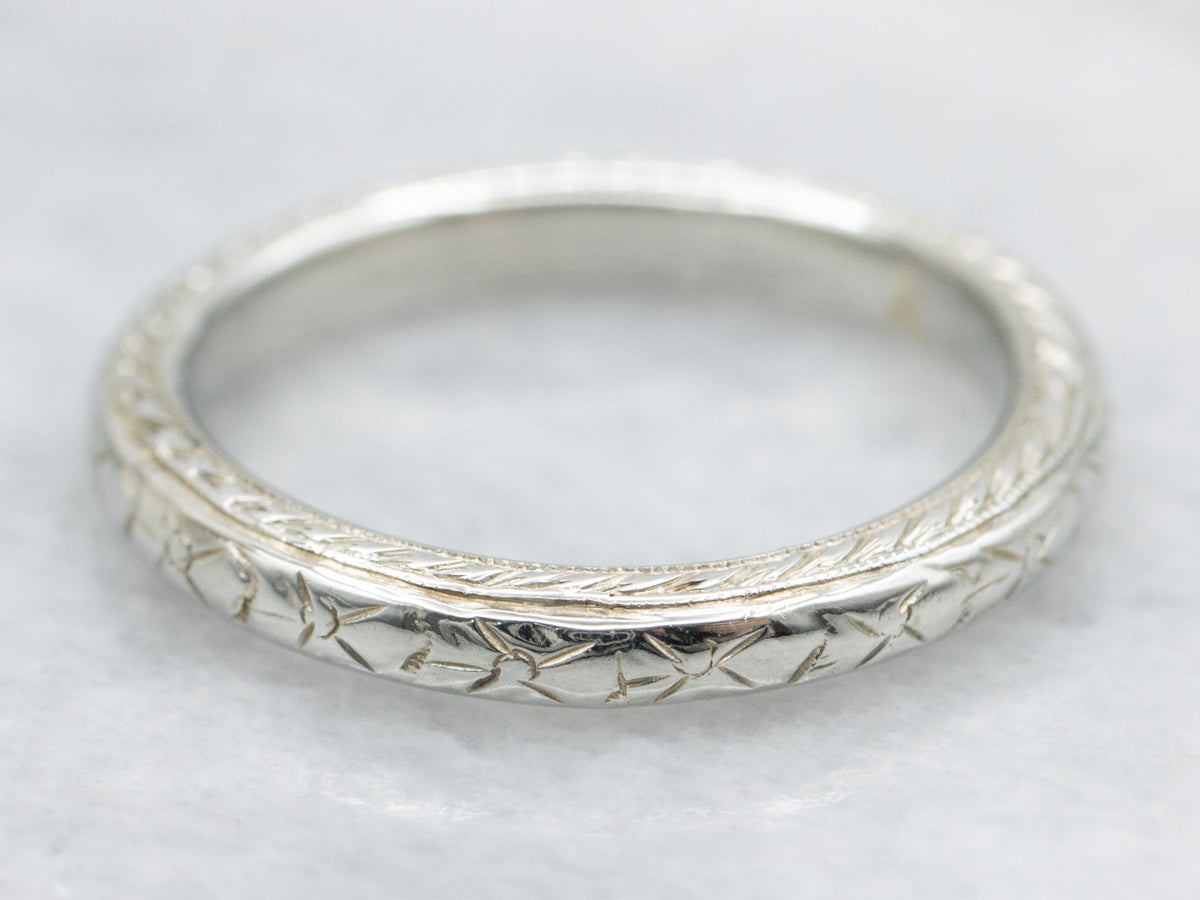 Engraved Antique Forget-Me-Not Band