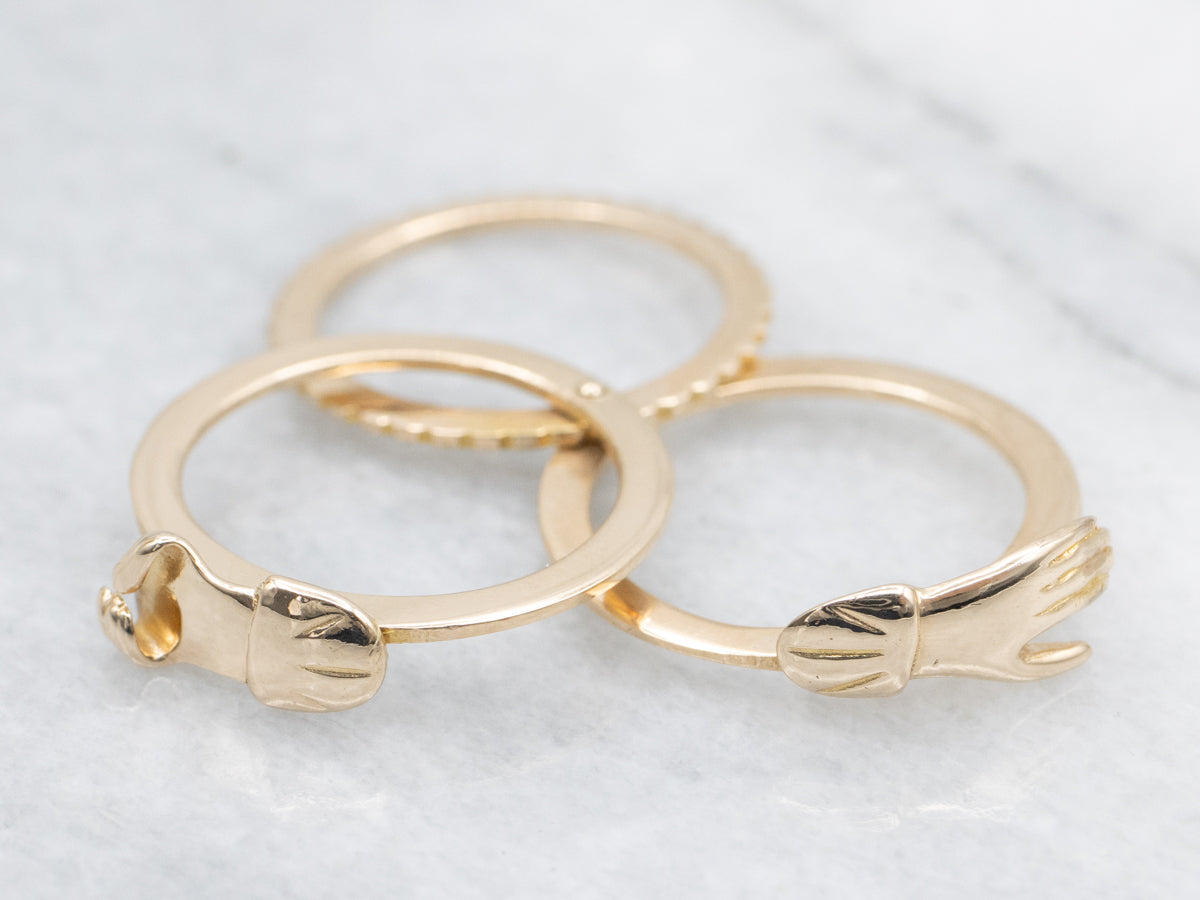 Gold Hand Holding Fede/Gimmel Renaissance Style Engagement Ring