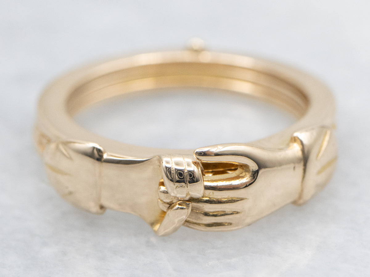 Gold Hand Holding Fede/Gimmel Renaissance Style Engagement Ring