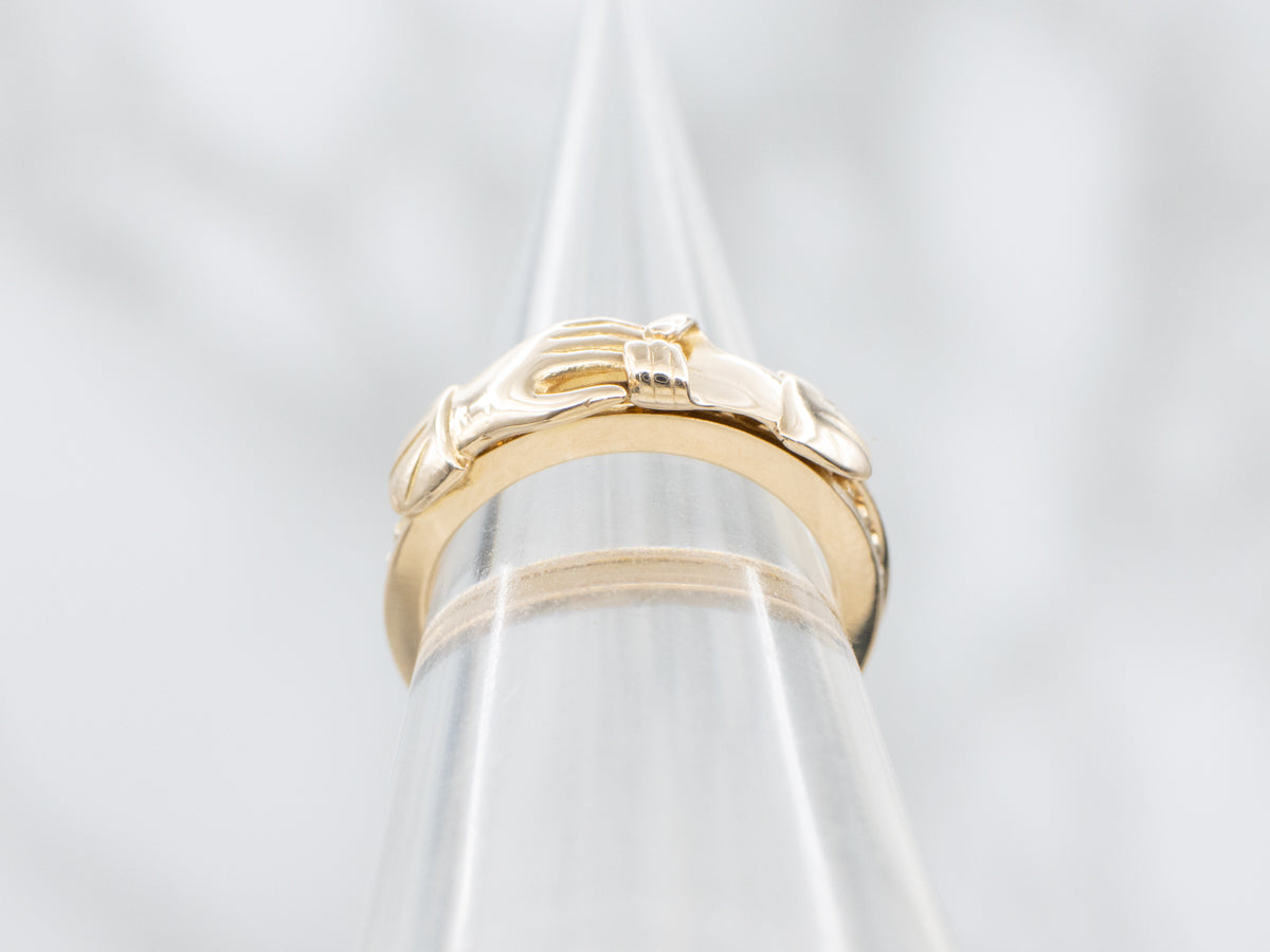 Gold Hand Holding Fede/Gimmel Renaissance Style Engagement Ring