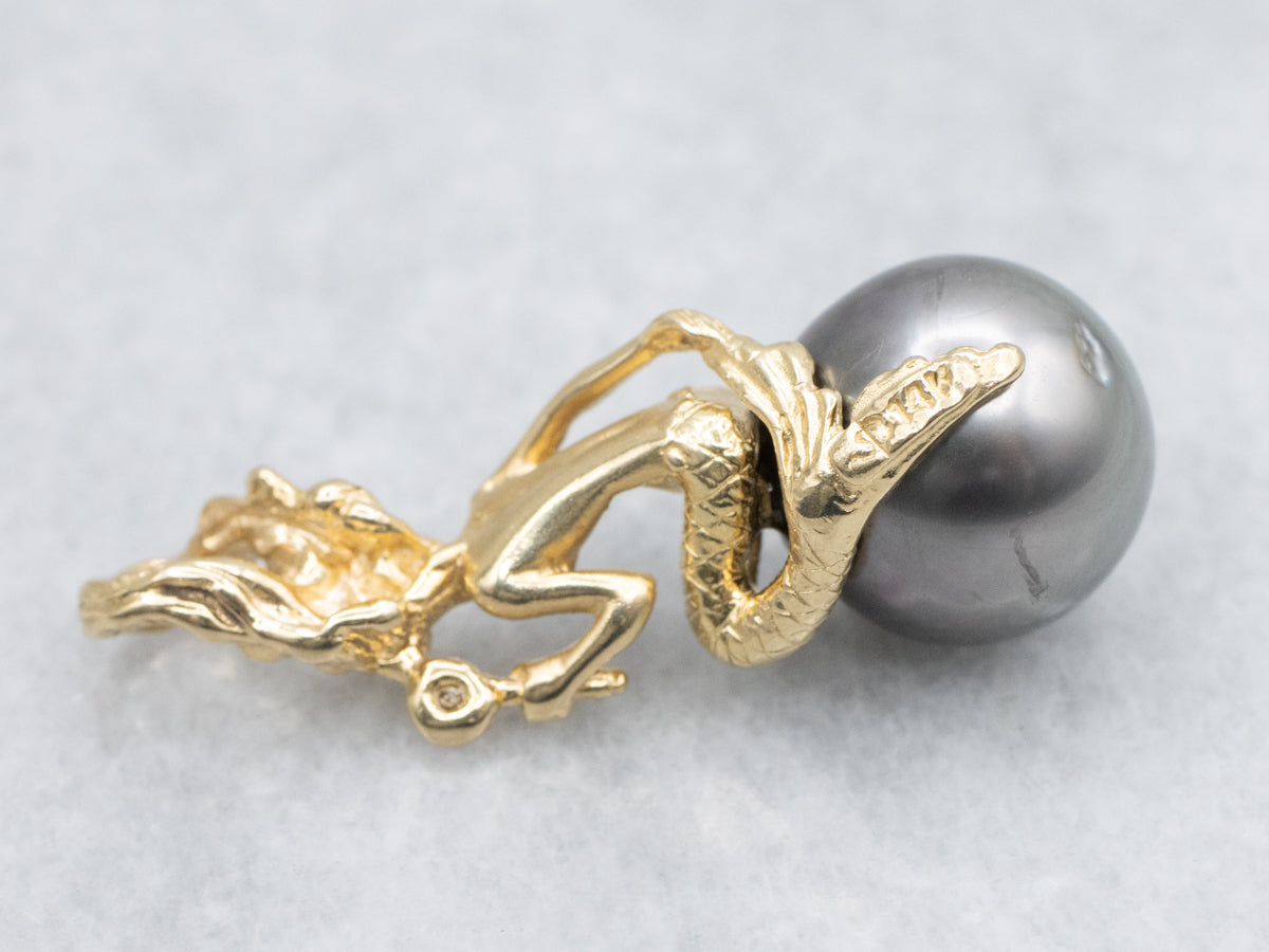 Tahitian Pearl Mermaid Pendant with Diamond Accent