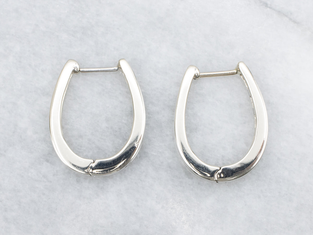 Oval Channel-Set Diamond Hoop Earrings