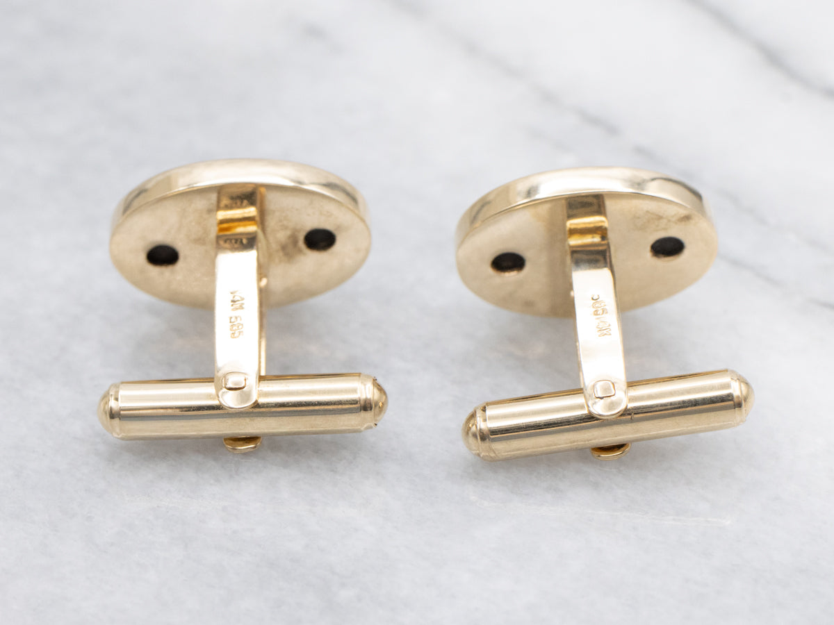 Vintage Black Onyx and Diamond Cufflinks