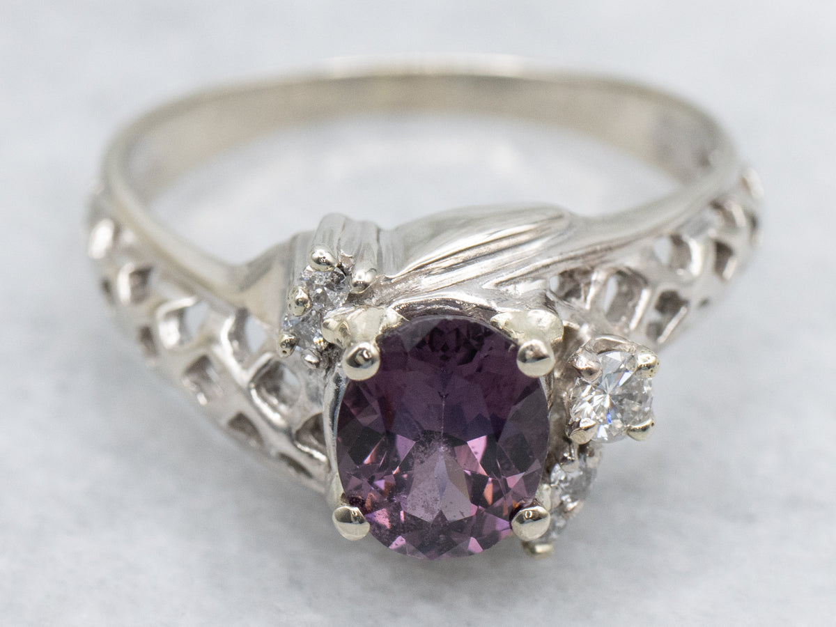 Modern Purple Spinel and Diamond Ring