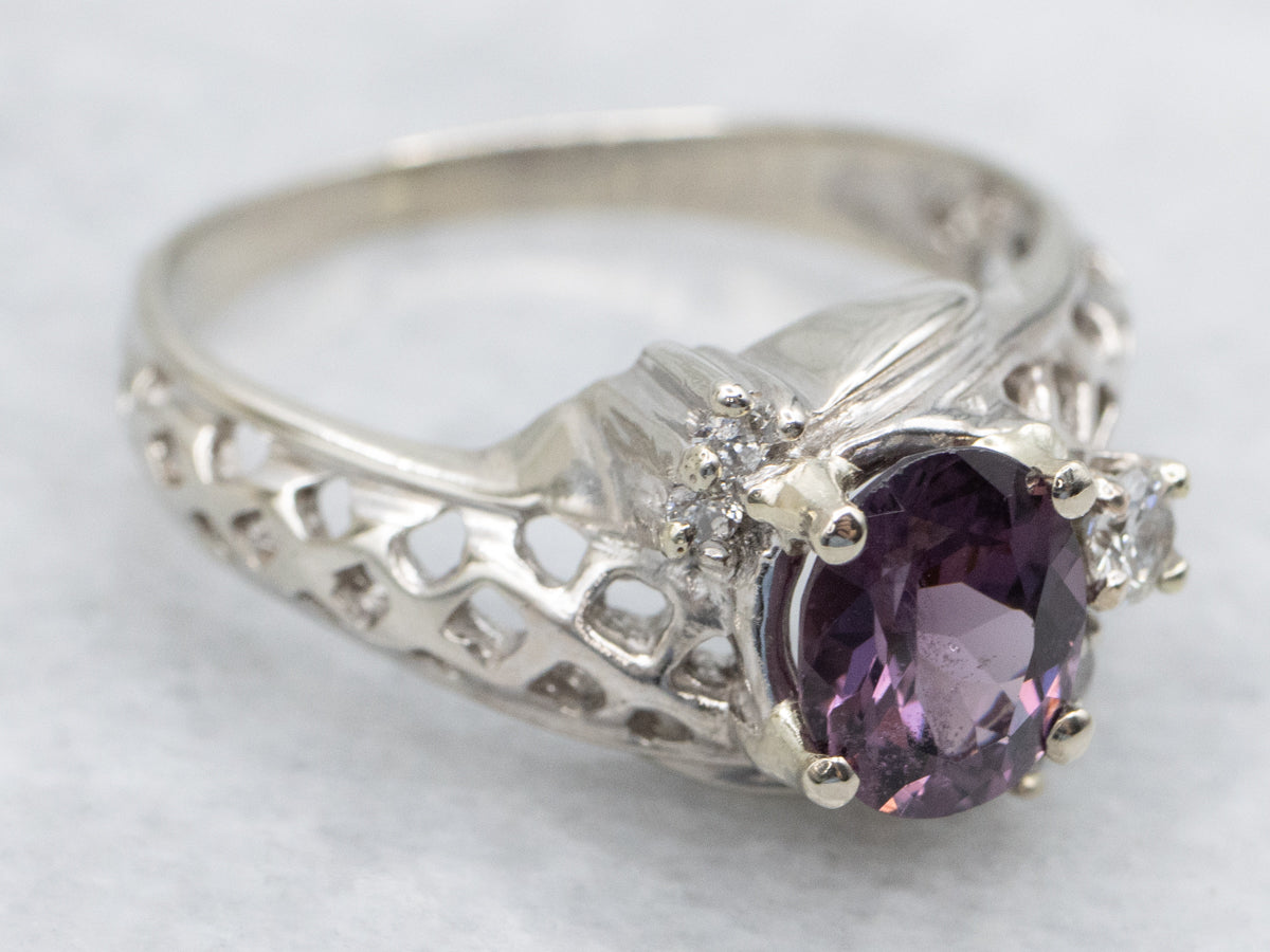 Modern Purple Spinel and Diamond Ring