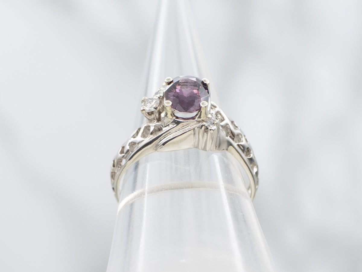 Modern Purple Spinel and Diamond Ring