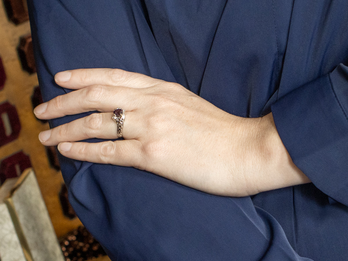 Modern Purple Spinel and Diamond Ring