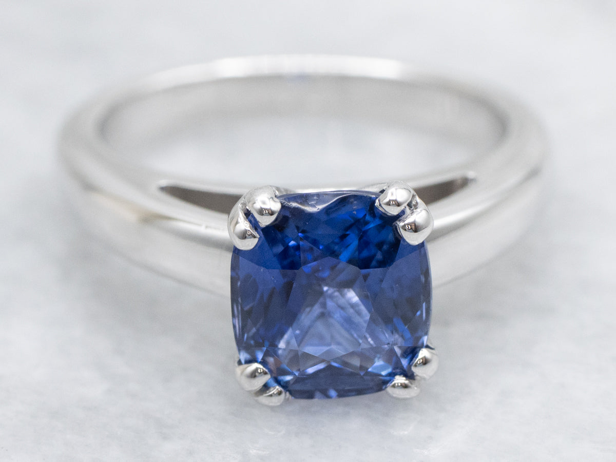 Cushion-Cut Sapphire Solitaire Engagement Ring