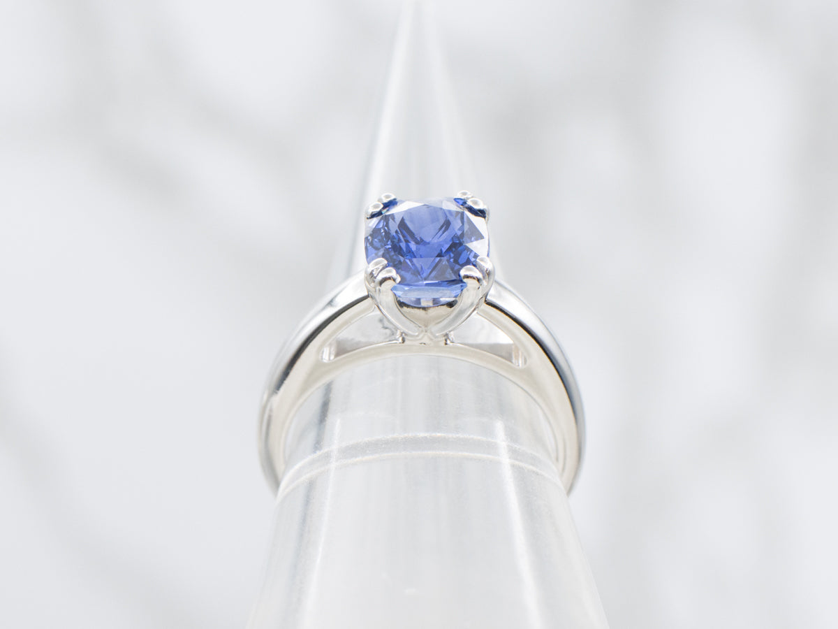 Cushion-Cut Sapphire Solitaire Engagement Ring