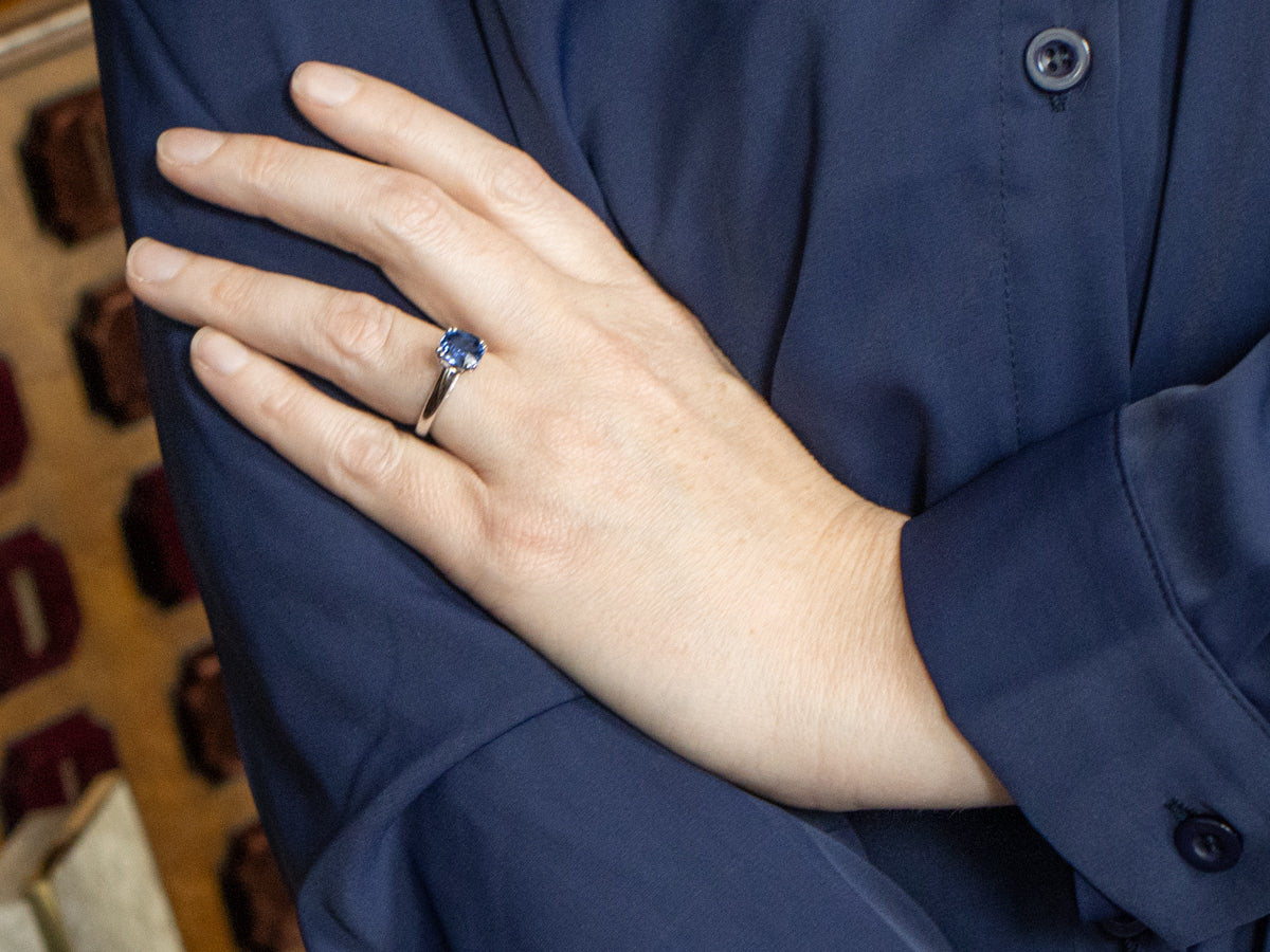 Cushion-Cut Sapphire Solitaire Engagement Ring
