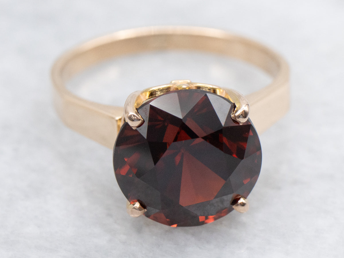 Round-Cut Vintage Garnet Solitaire Ring