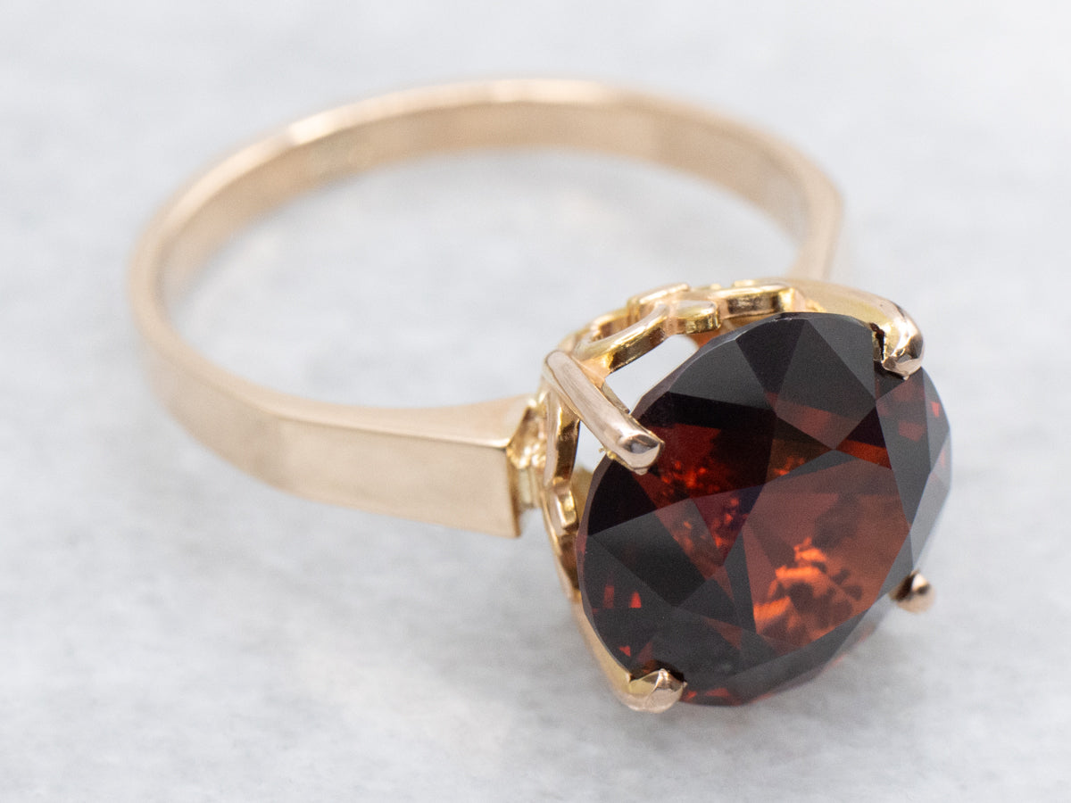 Round-Cut Vintage Garnet Solitaire Ring