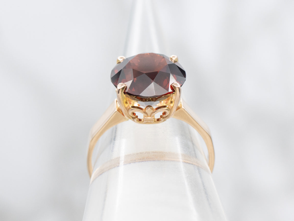 Round-Cut Vintage Garnet Solitaire Ring